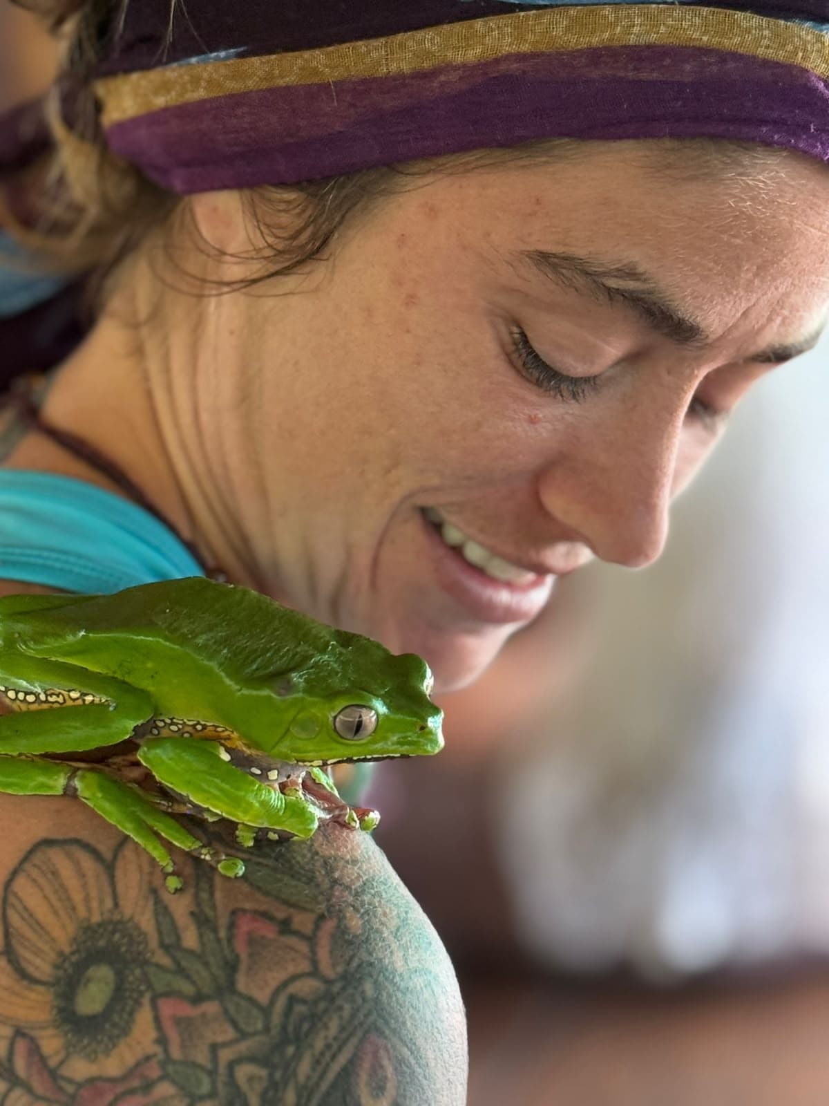 Heather Laura with tree frog — Costa Rica