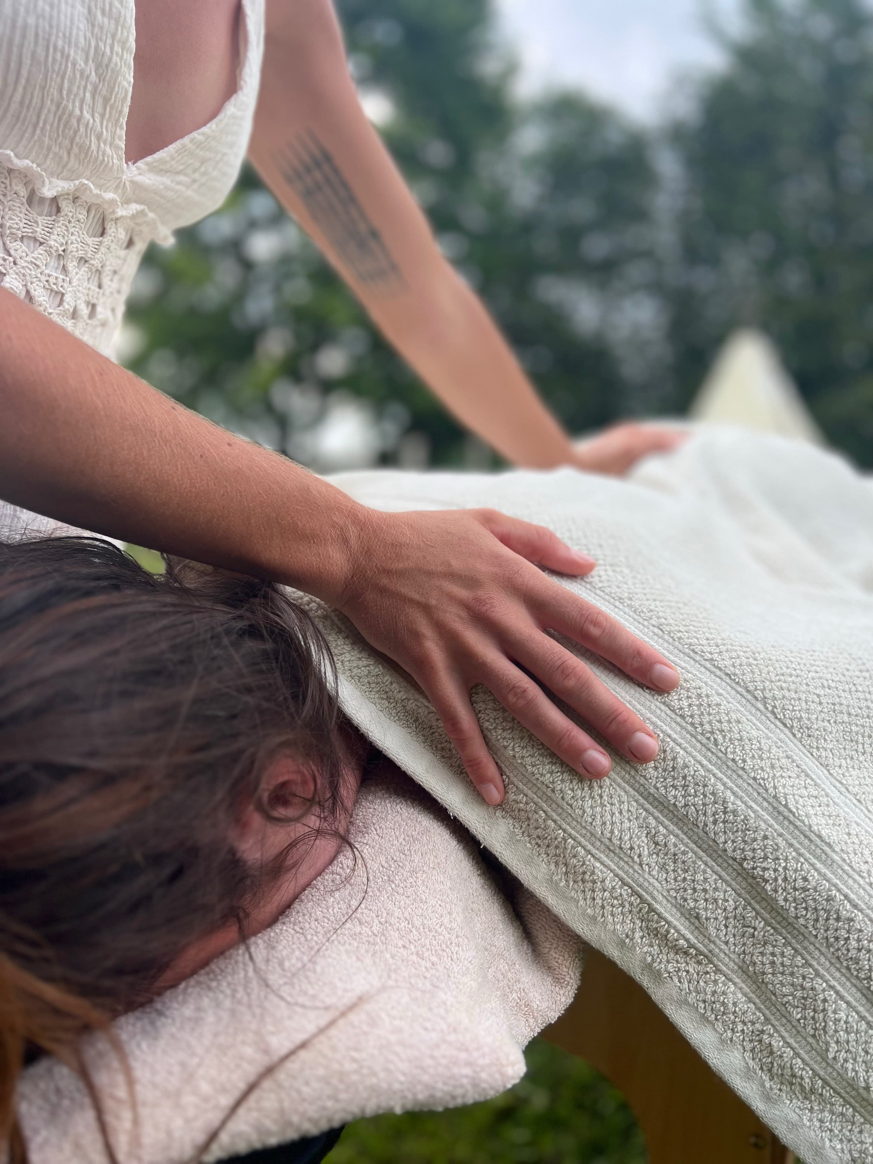 Heather giving outdoor massage